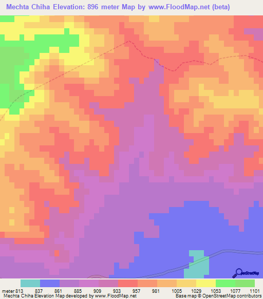 Mechta Chiha,Algeria Elevation Map