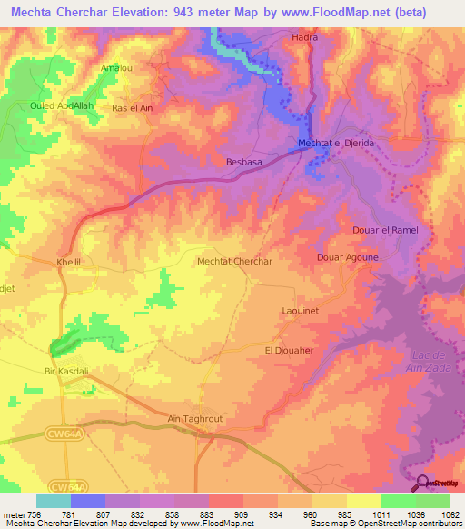 Mechta Cherchar,Algeria Elevation Map