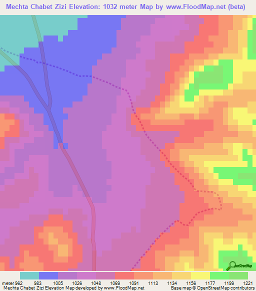 Mechta Chabet Zizi,Algeria Elevation Map