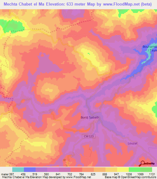 Mechta Chabet el Ma,Algeria Elevation Map