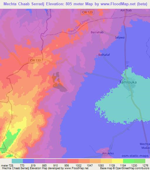 Mechta Chaab Serradj,Algeria Elevation Map