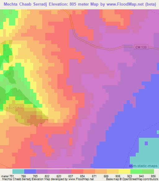 Mechta Chaab Serradj,Algeria Elevation Map