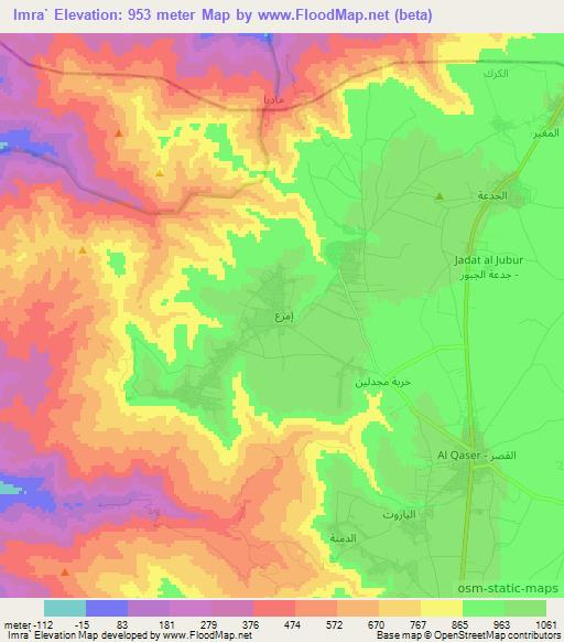 Imra`,Jordan Elevation Map