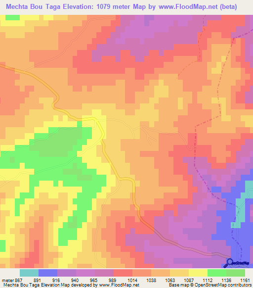 Mechta Bou Taga,Algeria Elevation Map