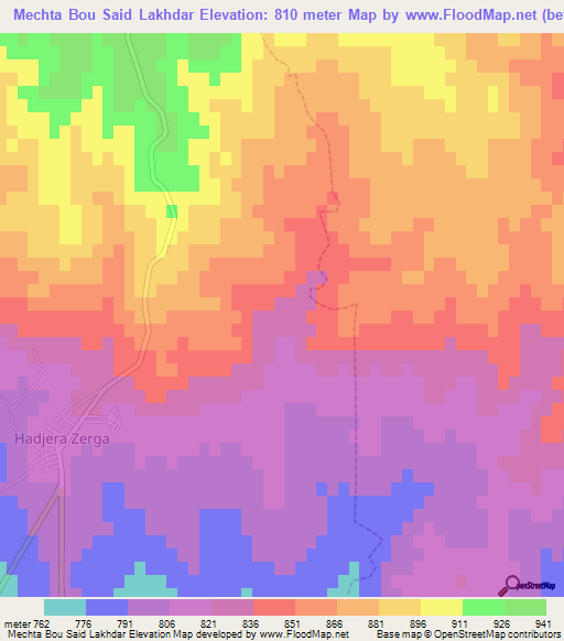 Mechta Bou Said Lakhdar,Algeria Elevation Map