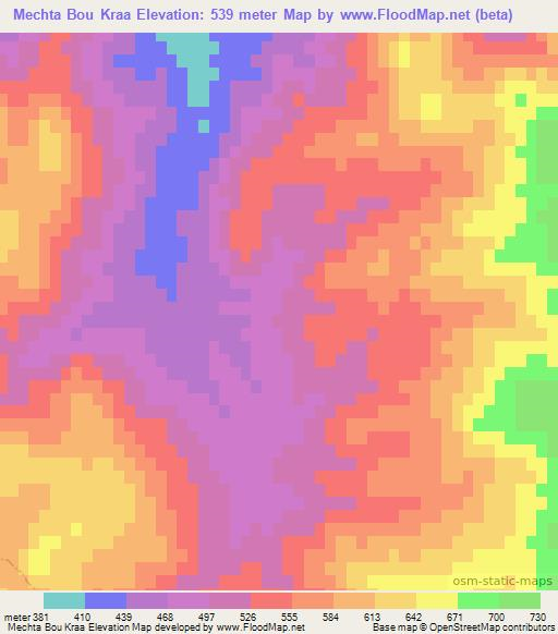 Mechta Bou Kraa,Algeria Elevation Map