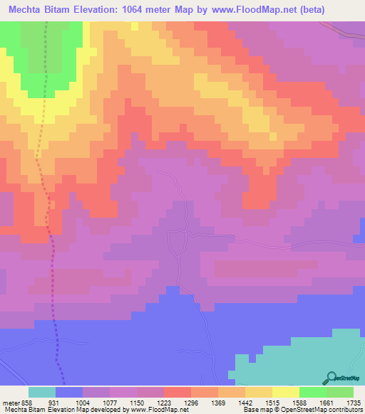 Mechta Bitam,Algeria Elevation Map