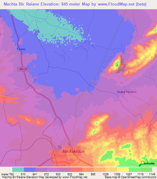Mechta Bir Raiane,Algeria Elevation Map