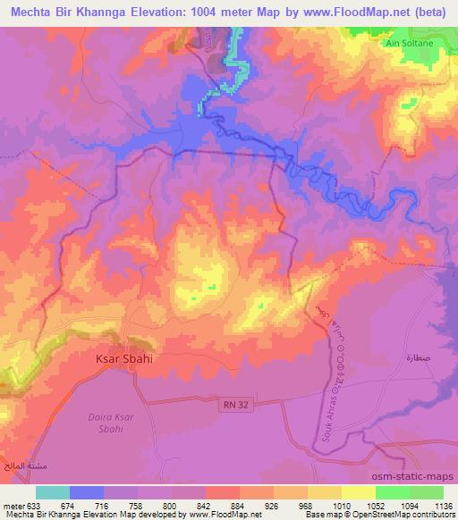Mechta Bir Khannga,Algeria Elevation Map