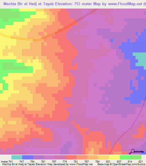 Mechta Bir el Hadj et Tayeb,Algeria Elevation Map