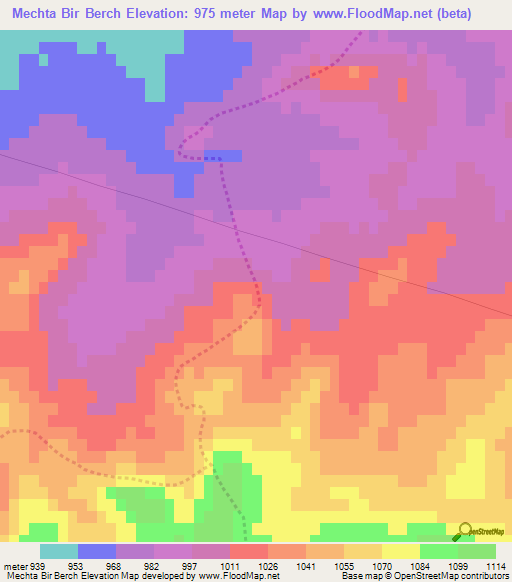 Mechta Bir Berch,Algeria Elevation Map