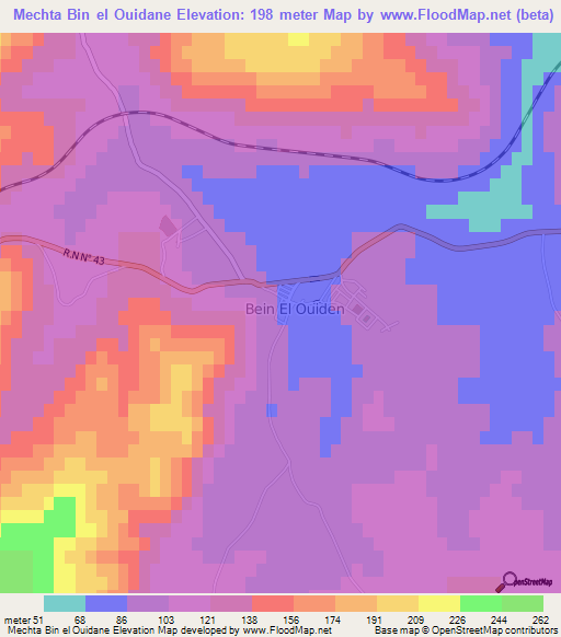Mechta Bin el Ouidane,Algeria Elevation Map