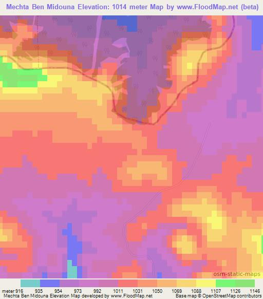 Mechta Ben Midouna,Algeria Elevation Map