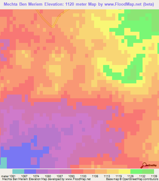 Mechta Ben Meriem,Algeria Elevation Map