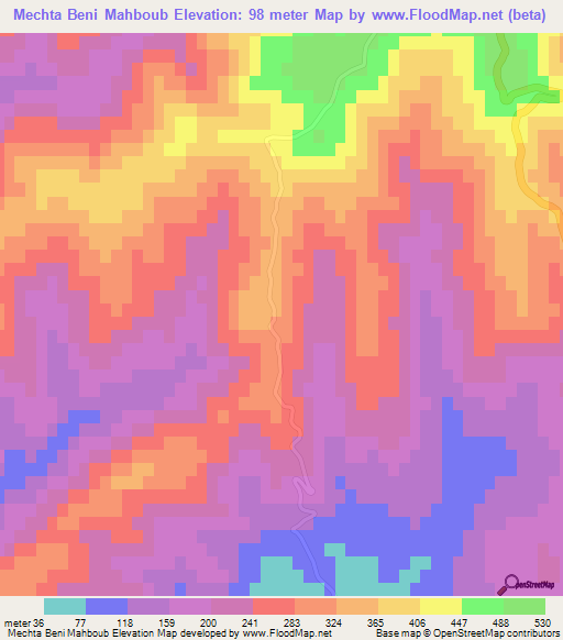 Mechta Beni Mahboub,Algeria Elevation Map