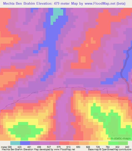 Mechta Ben Brahim,Algeria Elevation Map