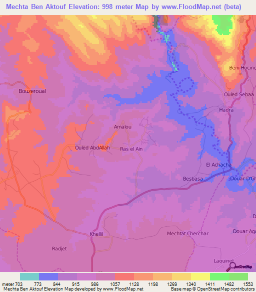 Mechta Ben Aktouf,Algeria Elevation Map