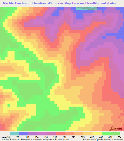 Mechta Barchoum,Algeria Elevation Map