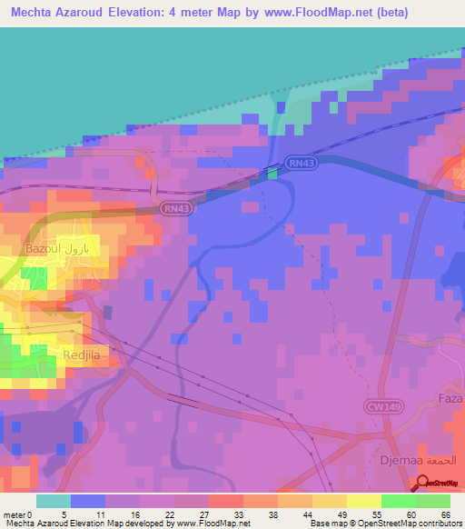 Mechta Azaroud,Algeria Elevation Map