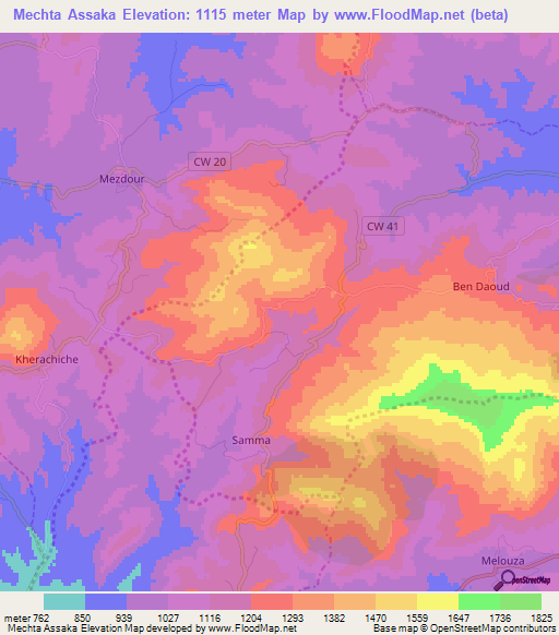 Mechta Assaka,Algeria Elevation Map