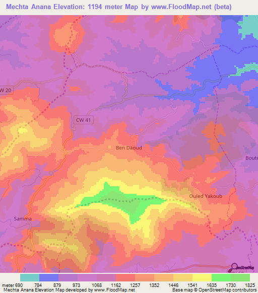 Mechta Anana,Algeria Elevation Map