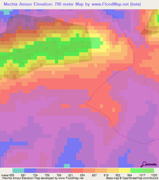 Mechta Ameur,Algeria Elevation Map