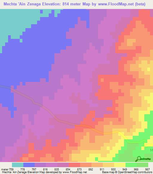 Mechta 'Ain Zenaga,Algeria Elevation Map