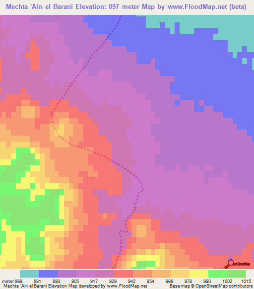 Mechta 'Ain el Barani,Algeria Elevation Map