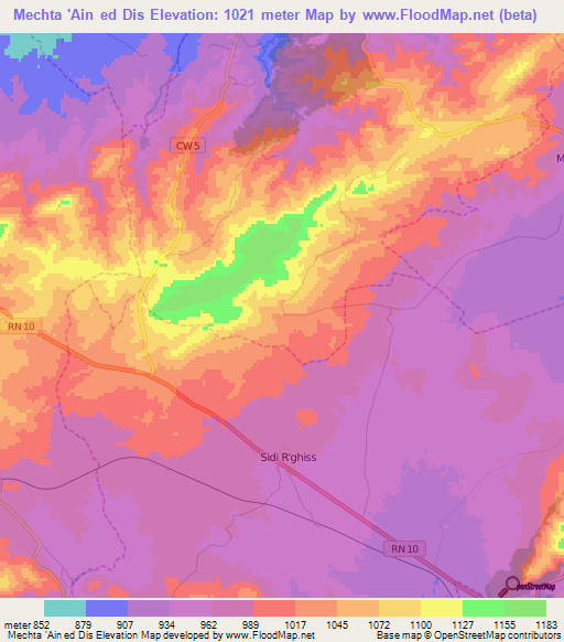 Mechta 'Ain ed Dis,Algeria Elevation Map