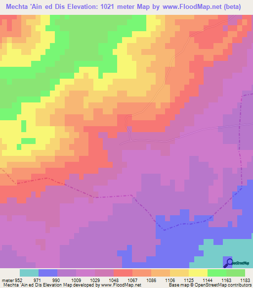 Mechta 'Ain ed Dis,Algeria Elevation Map