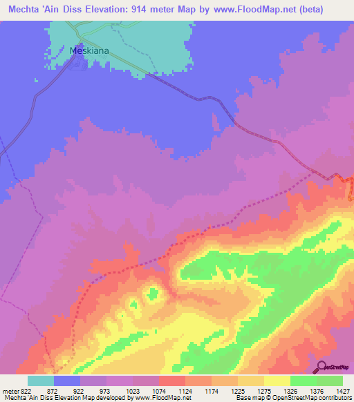 Mechta 'Ain Diss,Algeria Elevation Map