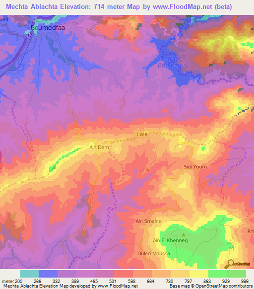 Mechta Ablachta,Algeria Elevation Map