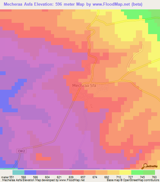 Mecheraa Asfa,Algeria Elevation Map