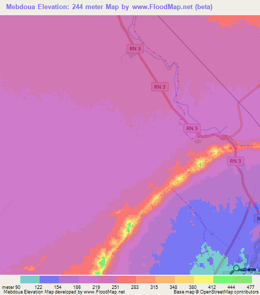 Mebdoua,Algeria Elevation Map
