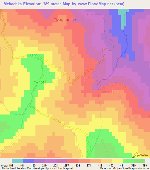 Mchachka,Algeria Elevation Map