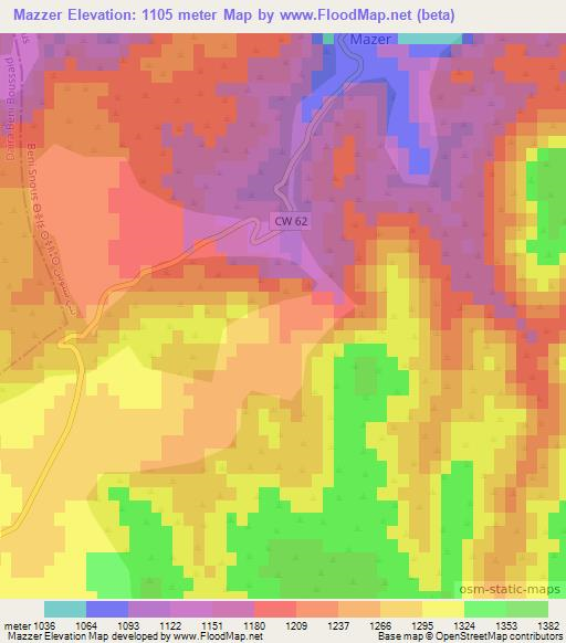 Mazzer,Algeria Elevation Map