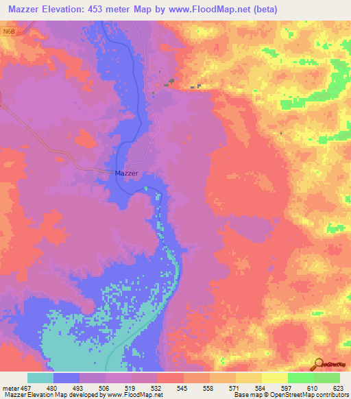 Mazzer,Algeria Elevation Map