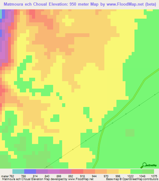 Matmoura ech Choual,Algeria Elevation Map