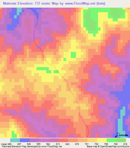 Matmata,Algeria Elevation Map