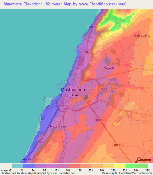 Matemore,Algeria Elevation Map