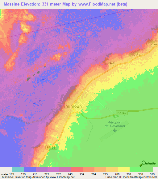 Massine,Algeria Elevation Map