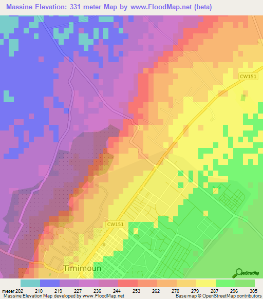 Massine,Algeria Elevation Map