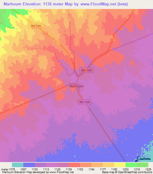 Marhoum,Algeria Elevation Map
