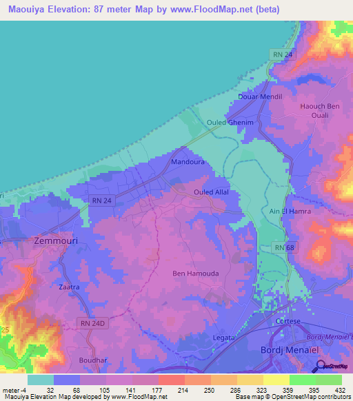 Maouiya,Algeria Elevation Map