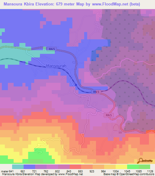Mansoura Kbira,Algeria Elevation Map