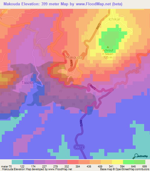 Makouda,Algeria Elevation Map