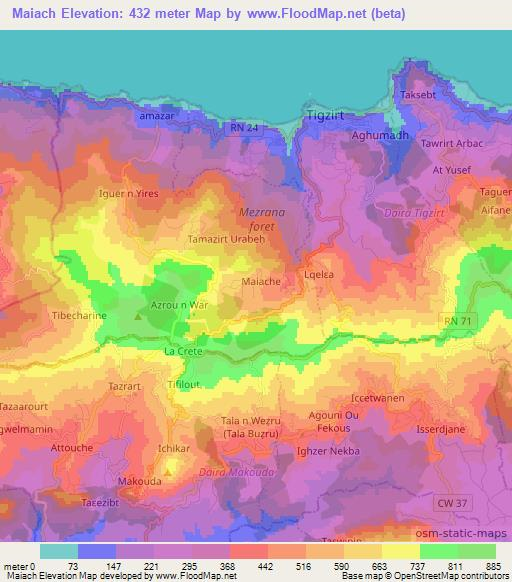 Maiach,Algeria Elevation Map