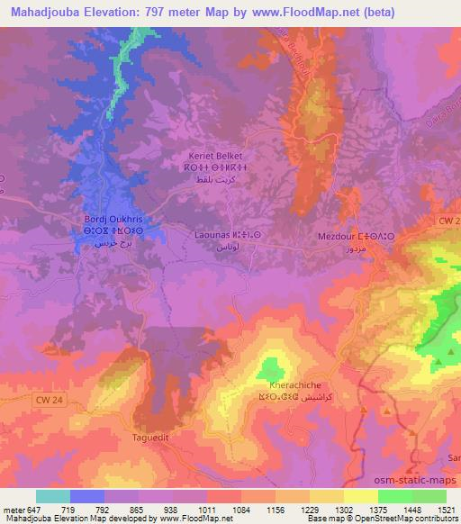 Mahadjouba,Algeria Elevation Map