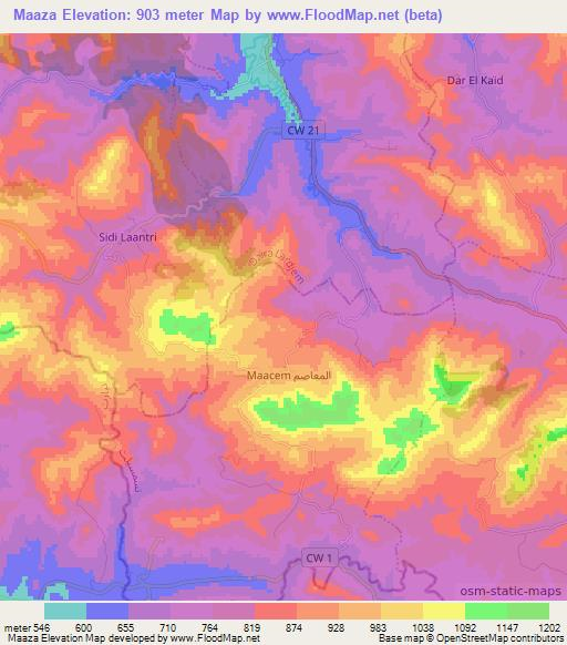 Maaza,Algeria Elevation Map