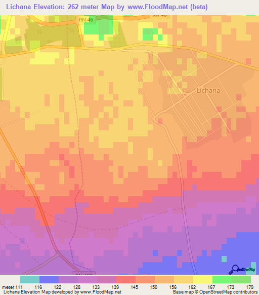 Lichana,Algeria Elevation Map